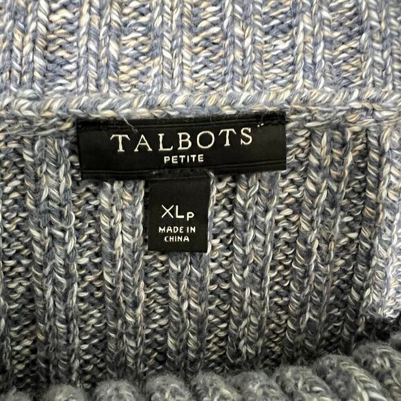 Talbots Chunky Cable Knit Sweater Womens Size XLp Petite Gray Cotton Fisherman - Picture 6 of 12